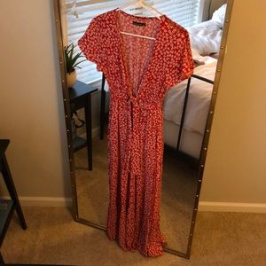 Abercrombie & Fitch Red Floral Maxi Dress Small